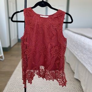 Rust coloured lace tank